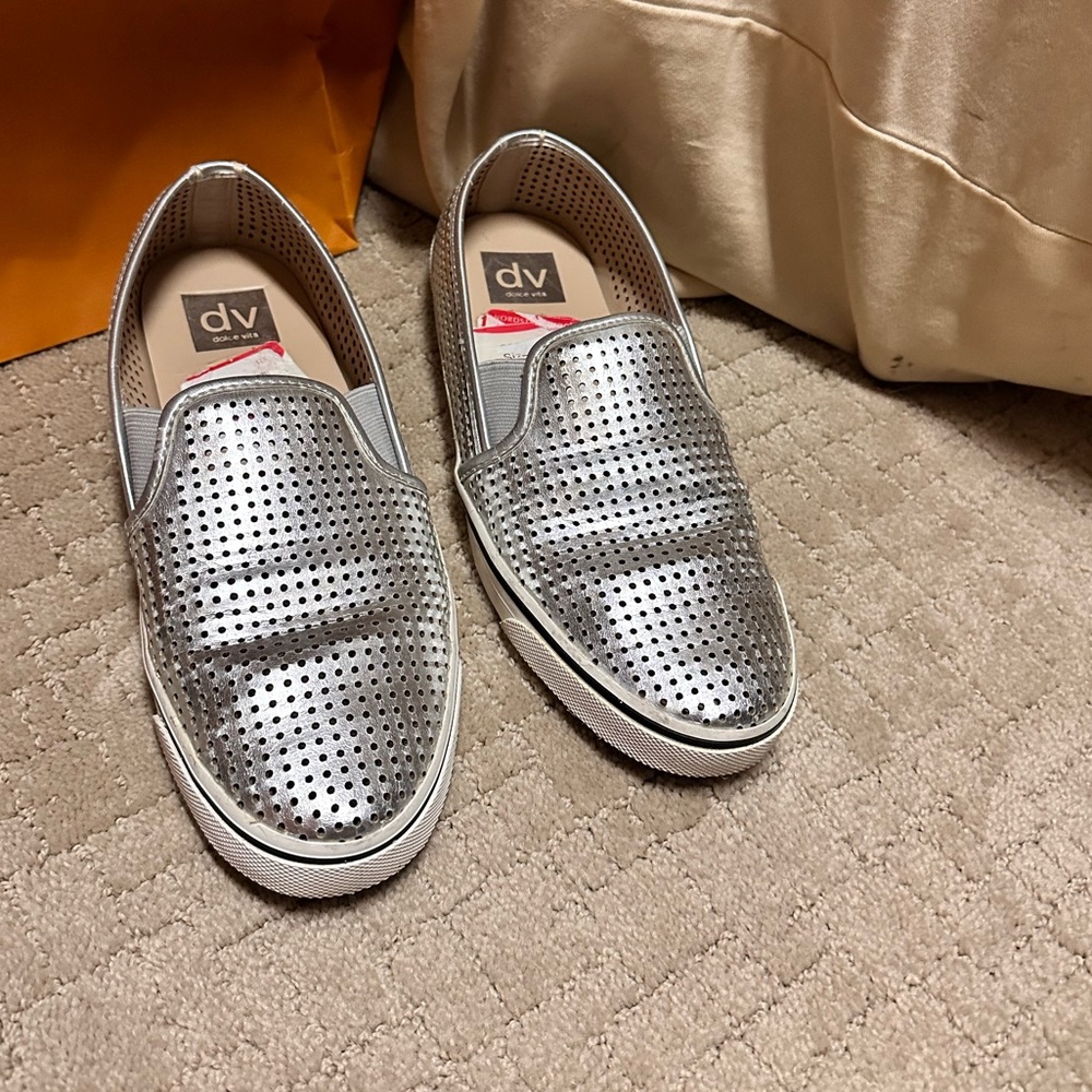 Shiny Silver Dolce Vitta shoes
